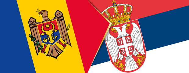 Moldova and Serbia flags, two vector flags.