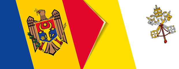 Moldova and Vatican City flags, two vector flags.