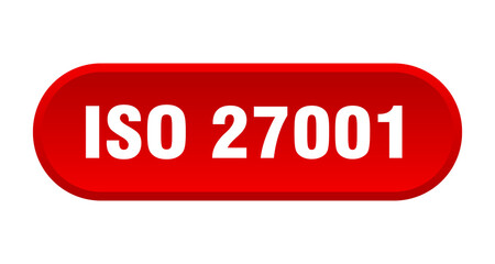 iso 27001 button. rounded sign on white background