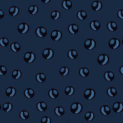 Random dark seamless pattern with pearls silhouettes. Abstract geometric circles and background in navy blue tones.