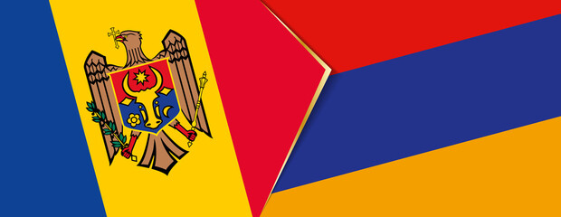 Moldova and Armenia flags, two vector flags.