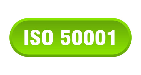 iso 50001 button. rounded sign on white background