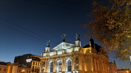 Obraz premium View of the opera house at Lviv.