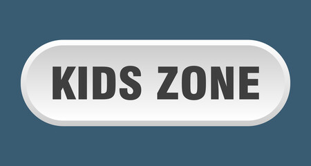 kids zone button. rounded sign on white background