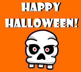 Stylized Happy Halloween Card With a Creepy Skull