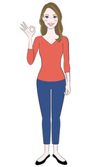 A beautiful woman smiling showing ok sign