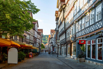 Fototapeta na wymiar Strasse in der Altstadt von Hannoversch Münden 