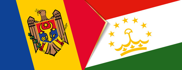 Moldova and Tajikistan flags, two vector flags.