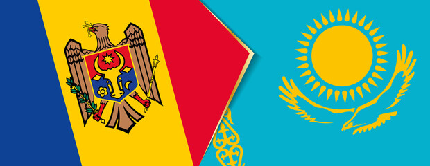 Moldova and Kazakhstan flags, two vector flags.