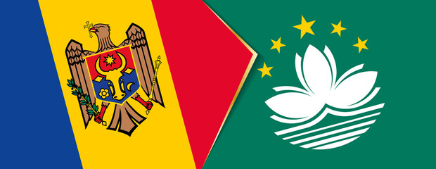 Moldova and Macau flags, two vector flags.