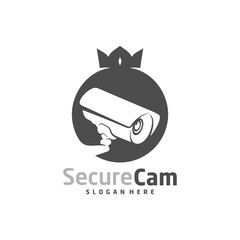 Crown CCTV Camera Logo Design Vector Template, Concept Symbol Icon