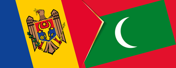 Moldova and Maldives flags, two vector flags.