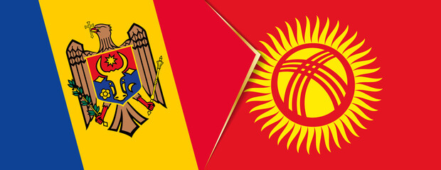 Moldova and Kyrgyzstan flags, two vector flags.