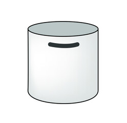 Metal pan with black handle on white background