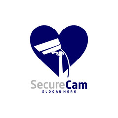Love CCTV Camera Logo Design Vector Template, Concept Symbol Icon
