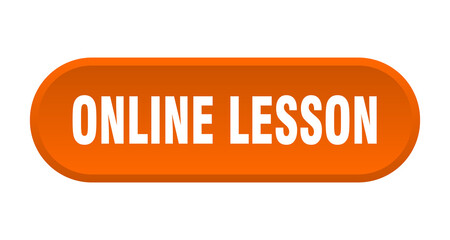 online lesson button. rounded sign on white background