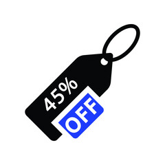 45 Percent offer. Discount forty five Percent Symbol