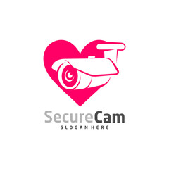 Love CCTV Camera Logo Design Vector Template, Concept Symbol Icon