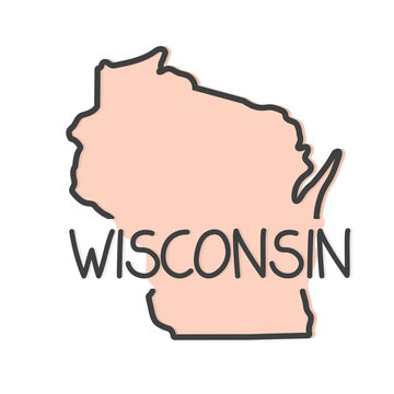 Outline Of Wisconsin Map- Vector Illustration