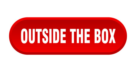 outside the box button. rounded sign on white background