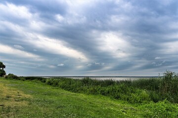 Fototapeta na wymiar Russia, Rostov, July 2020. View of Lake Nero before a thunderstorm.