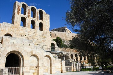 Obraz premium View of the Odeon of Herodes Atticus, Athens, Greece, February 5 2020.