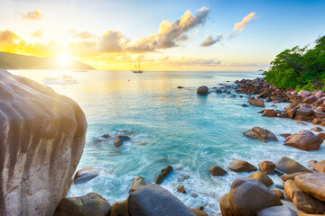 Anse Lazio beach in the Seychelles - obrazy, fototapety, plakaty