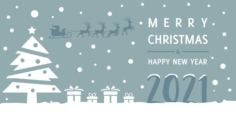 Merry Chritsmas and happy new year 2021 - decorative greeting card vector illustration