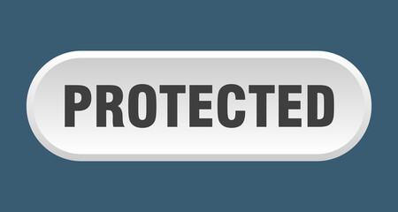 protected button. rounded sign on white background