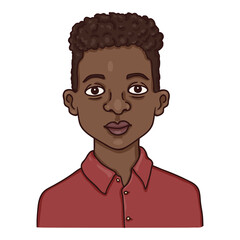 Vector Cartoon Avatar - African American Boy in Red Shirt.