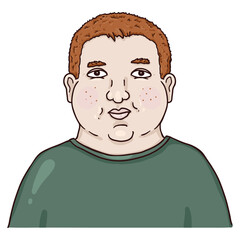 Vector Cartoon Avatar - Redhead Overweight Boy.