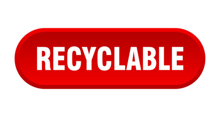 recyclable button. rounded sign on white background