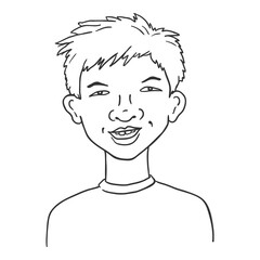 Vector Outline Avatar - Asian Boy.
