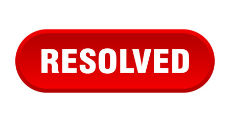 resolved button. rounded sign on white background