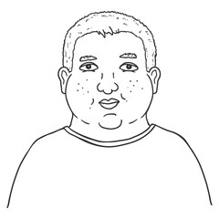 Vector Outline Avatar - Overweight Boy.