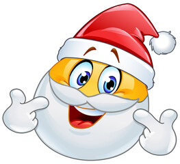 Santa Claus emoji emoticon pointing at himself with both hands. Pick me.