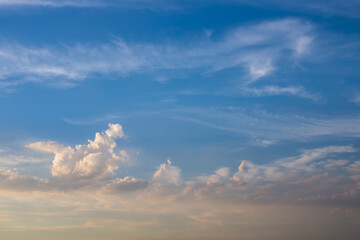 Naklejka na ściany i meble Cloud flowting on the sky in evening