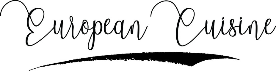 European Cuisine Handwritten Typography Black Color Text On White Background