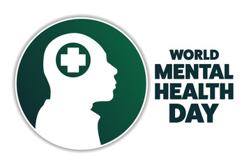 World Mental Health Day. Holiday concept. Template for background, banner, card, poster with text inscription. Vector EPS10 illustration.