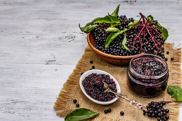 Elderberry jam from ripe berries