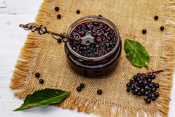 Elderberry jam from ripe berries