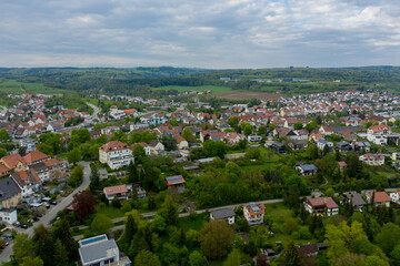 Naklejka premium Aerial view of a residental area in the german town of Engen