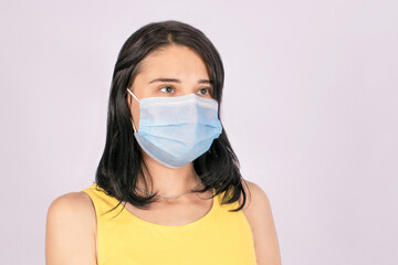 
girl in mask on white background