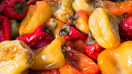 Sweet pepper, paprika, red, yellow fried close-up, background, Wallpaper
