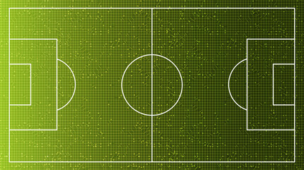 Naklejka premium Green Virtual Football field on Digital Technology Background,vector.
