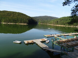 Naklejka premium boats on the lake