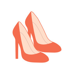 Red shoes. Elegant high heels. Femicide symbol. Feminicide concept. Domestic violence. Flat vector illustration
