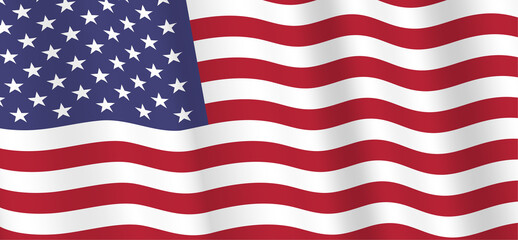 Fototapeta premium Waving US flag banner, Vector illustration.