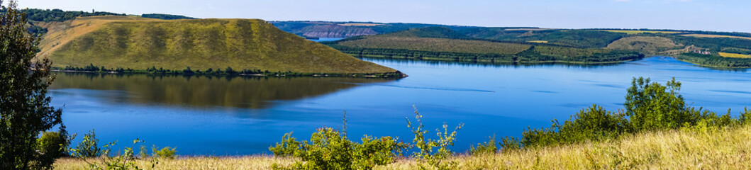 Fototapeta premium beautiful panorama landscape view of the mountains and the Dniester river Bakota