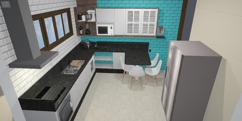 modern kitchen interior with kitchen